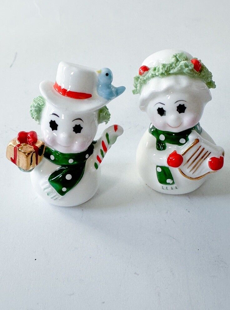 Vintage Napco Ware Bone China Christmas Snowmen Figurines