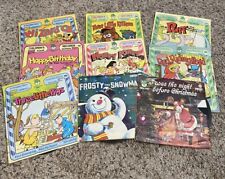 Set Of 9 Childrens Read Along Book with Records Vinyl 45s Vintage picture