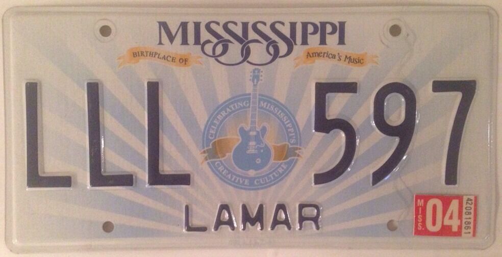 Guitar TRIPLE Letter L license plate LLL 597 repeating Letters Music Lamar