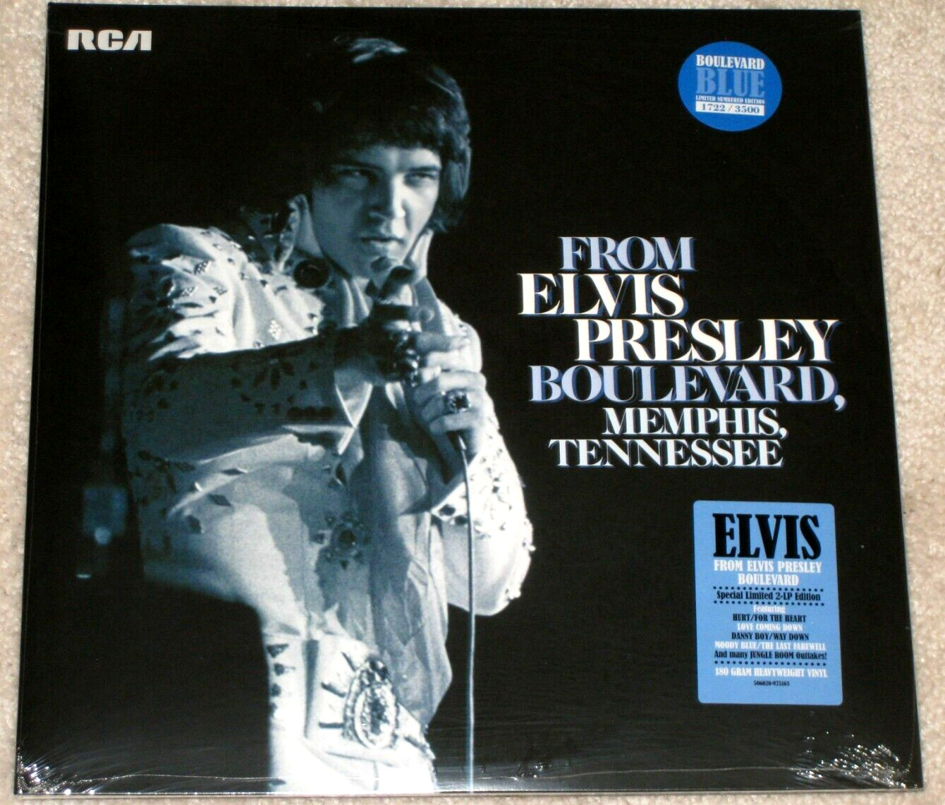 From Elvis Presley Blvd Memphis Tennessee FTD Blue Vinyl 2LP  Ltd Number Edition