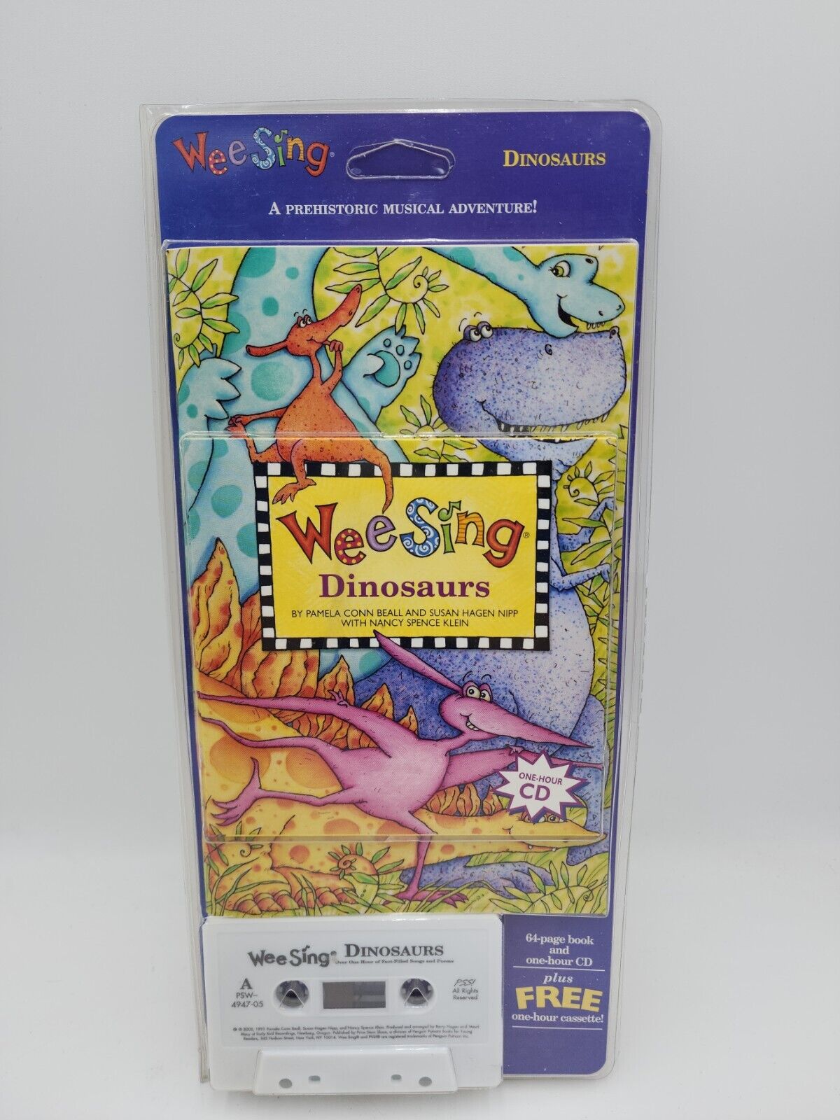 Brand NEW Retired Original Wee Sing Dinosaurs Book, 1 hour CD, Vintage Cassette