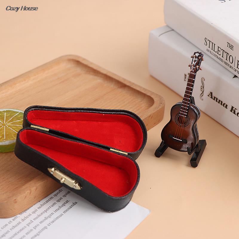 Mini Guitar Model Replica with Stand/Case Musical Instrument Ornament