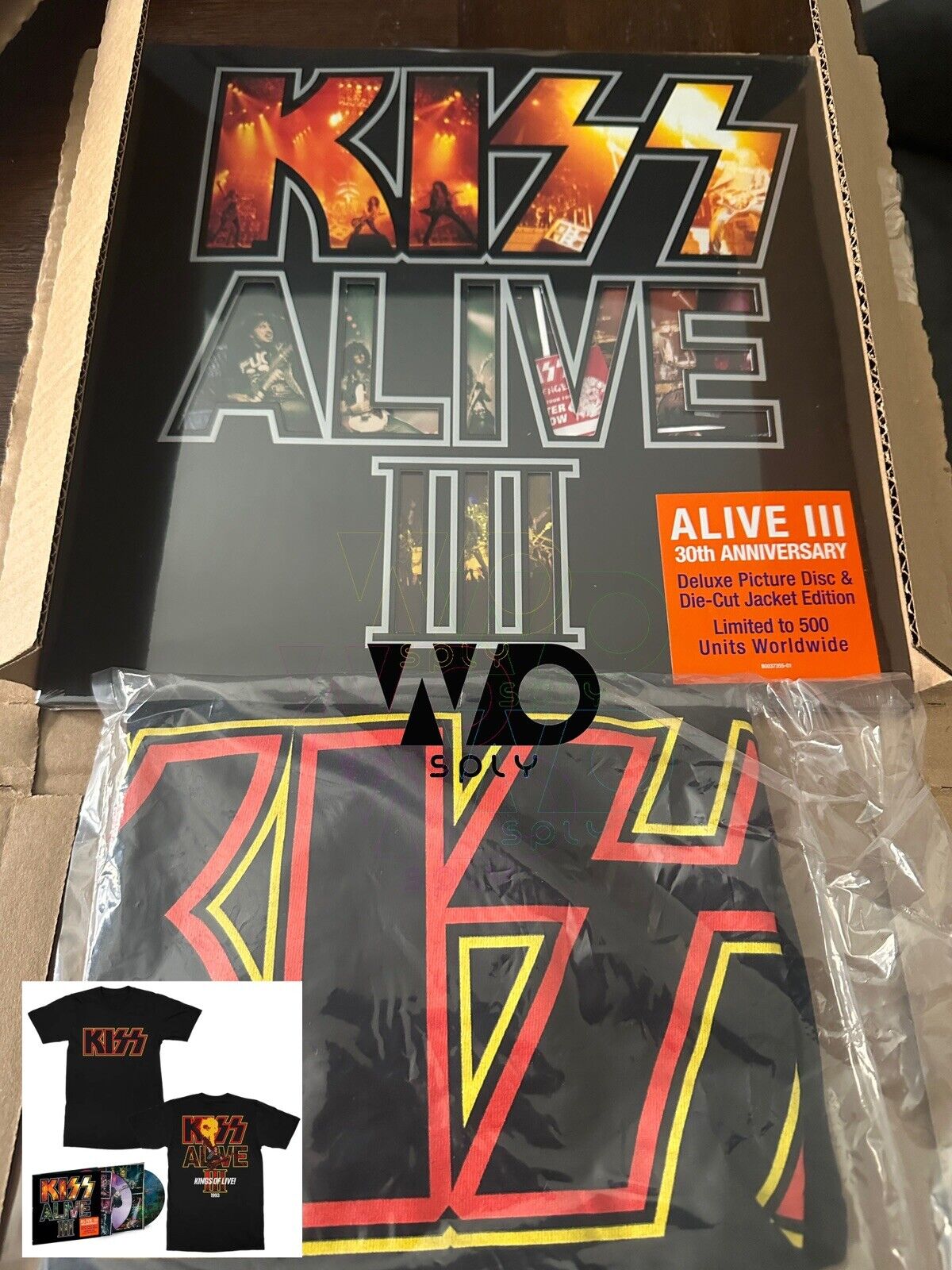 KISS ALIVE III 30th Anniversary /500 DELUXE Picture Disc Vinyl 2 LP w L T-Shirt