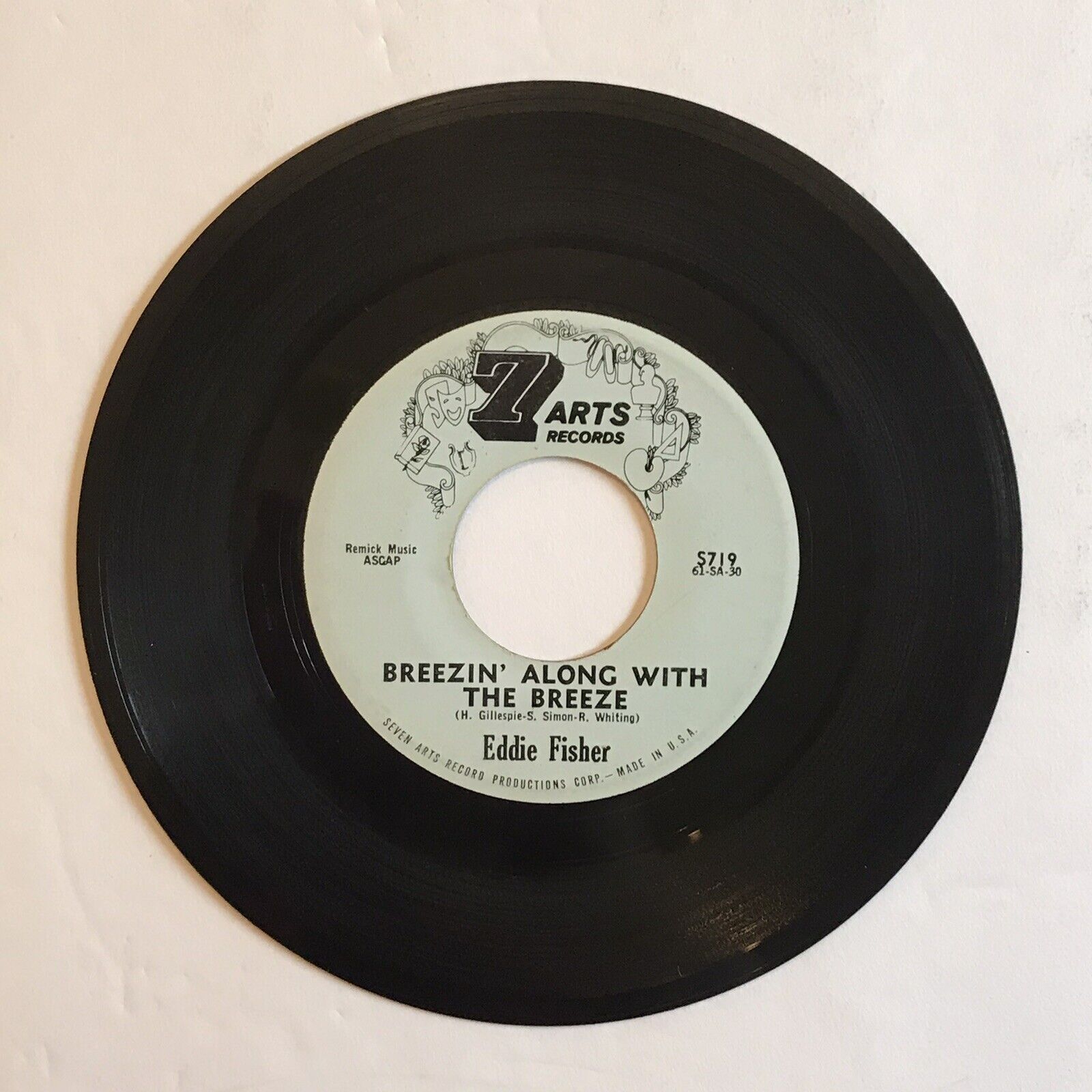 Eddie Fisher Breezin' Along With The Breeze / Tonight 7 Arts 45 rpm Record VG+