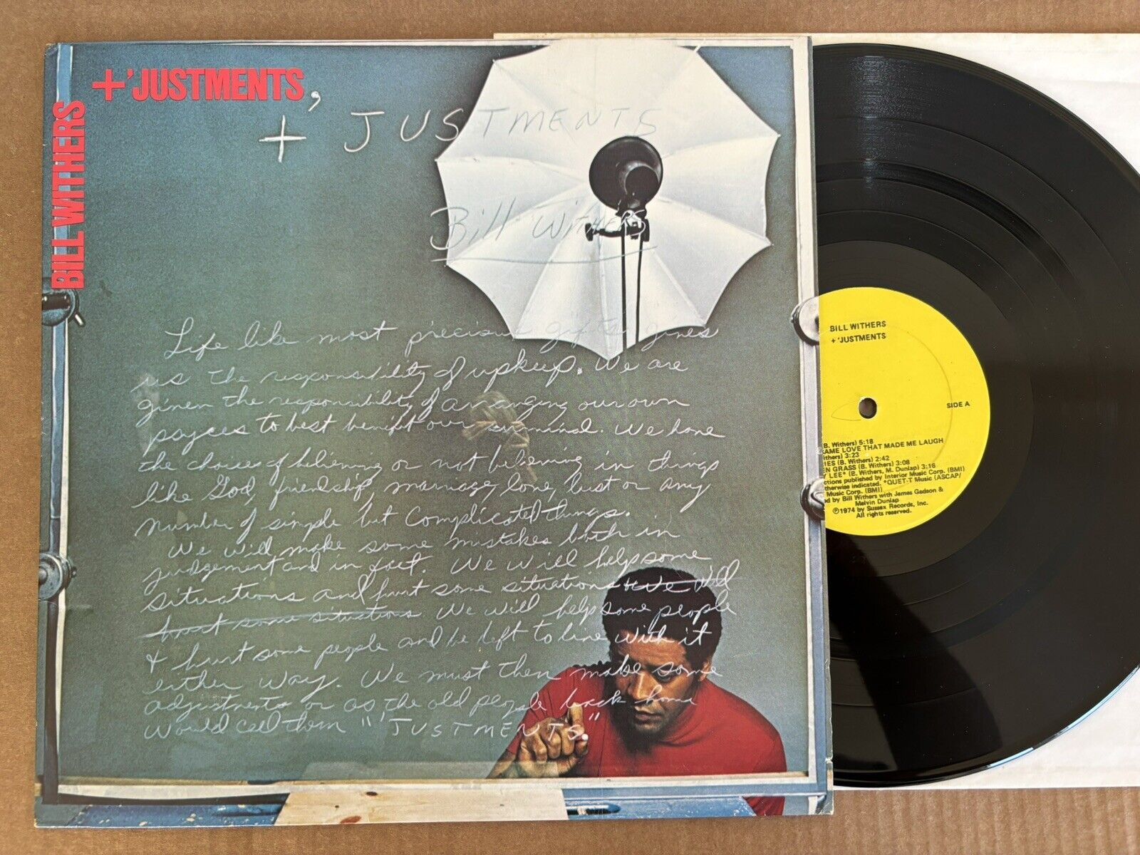 BILL WITHERS +'JUSTMENTS  MEGA RARE 1974 USA - YELLOW LABEL RARE VINYL LP