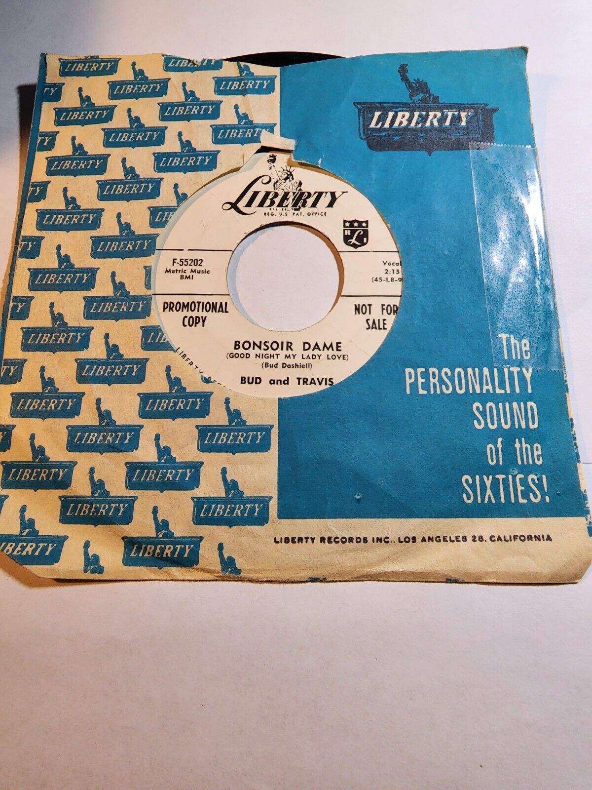 BUD AND TRAVIS : BONSOIR DAME/TRULY DO PROMO 1959 LIBERTY GOOD+ F255