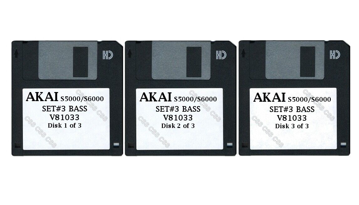 Akai S5000 / S6000 Set of Three Floppy Disks SET#3 BASS V81033