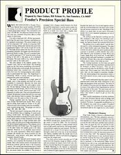 Fender Precision Special Bass 1982 guitar review article 8 x 11 b/w print picture