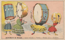 Anthropomorphic Victorian French Trade Card Moka Leroux 3 Female Drums 1 Cymbals picture