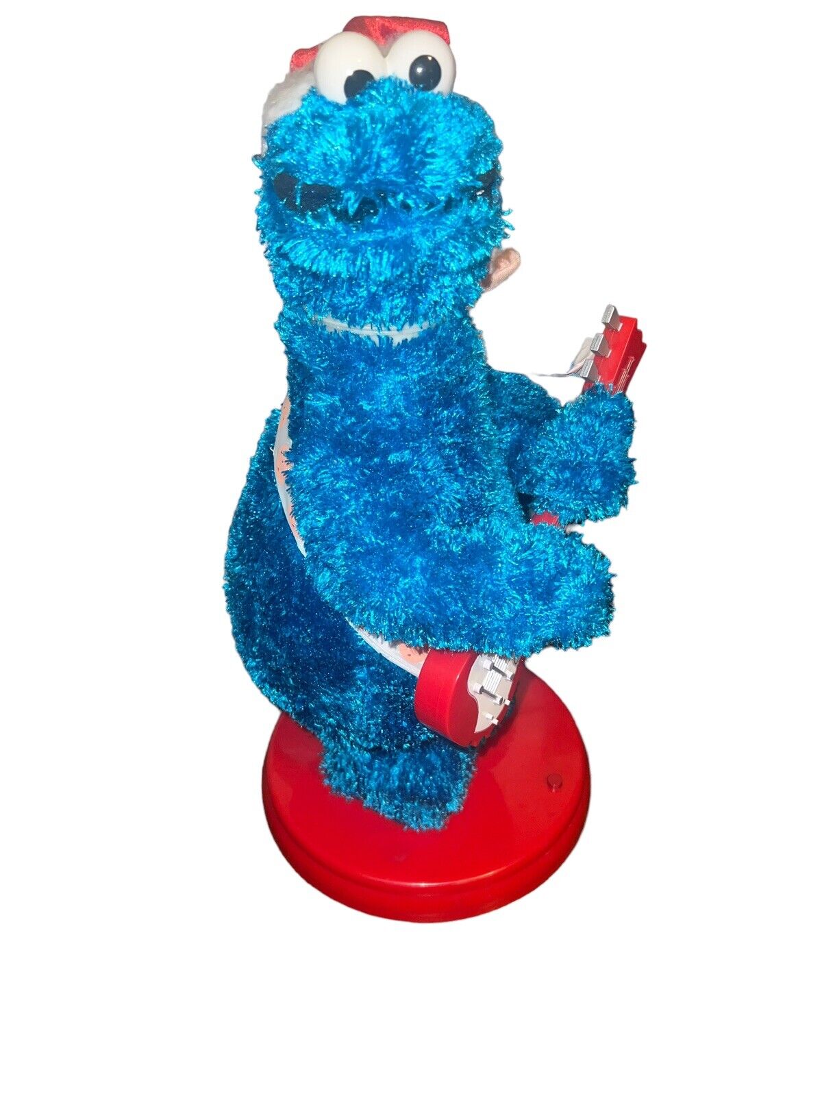 Gemmy Cookie Monster Sesame Street Santa Hat Guitar Christmas, Sings, Animated