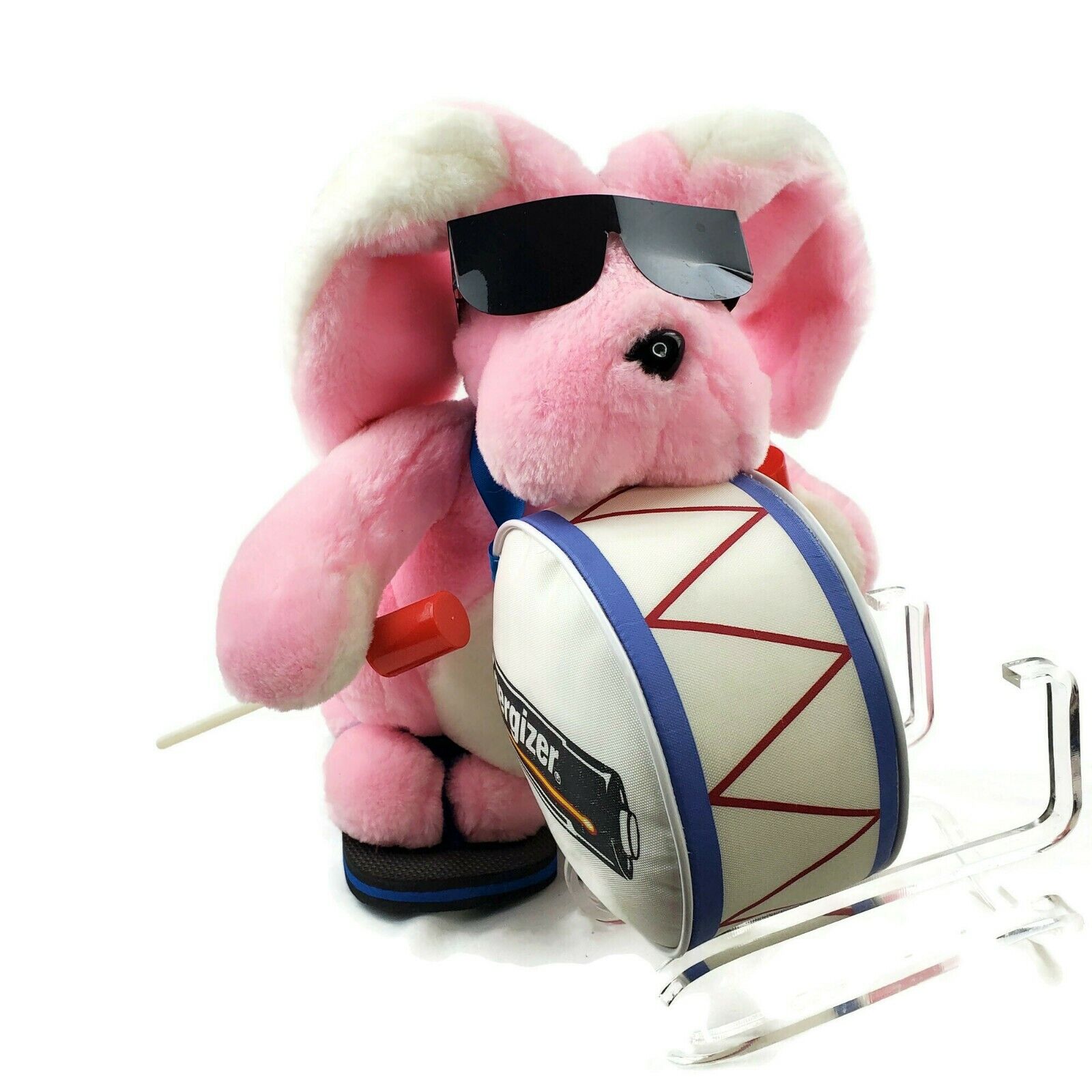 Vtg 1989 Energizer Bunny Pink Drum Flip Flop Sunglasses Plush Toy 22”