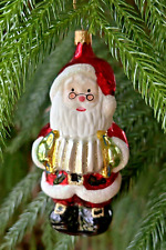 Vintage Glass Ornament Giordano Santa Accordian Music with Spectacles picture