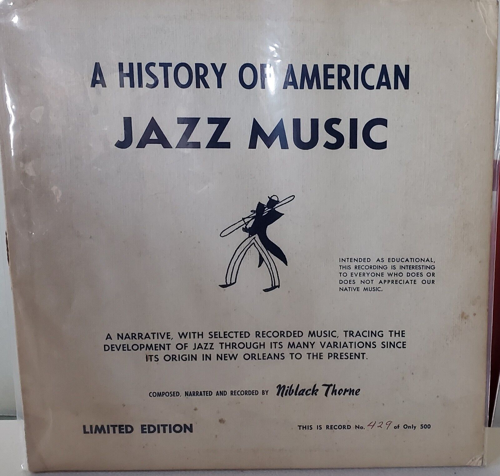 Niblack Thorne – A History Of American Jazz Music RARE LP 429/500 Red Vinyl 1954