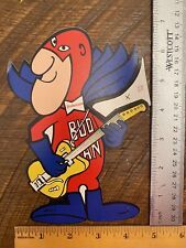 Vintage Bud Man Decal Sticker Retro Budweiser Guitar 7” X4.5” Advertisement Beer picture
