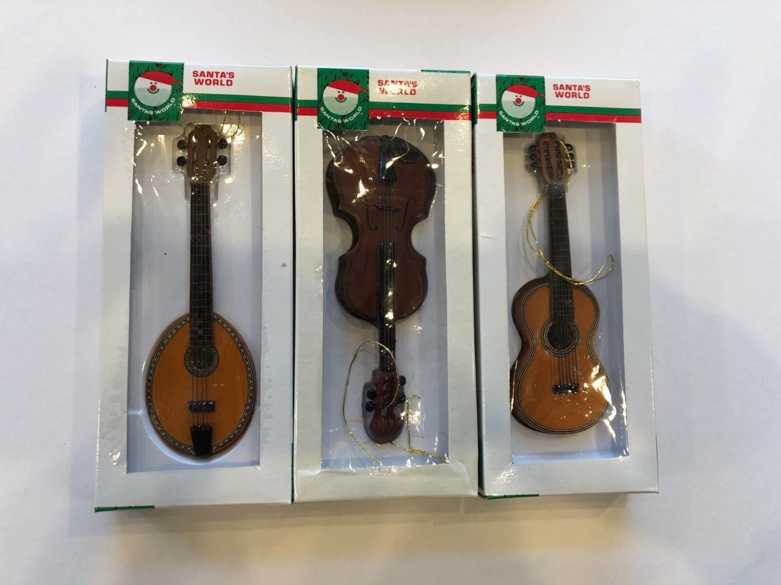 Set of 3 Kurt Alder Musical Instrument Ornaments Mandolin, Guitar and Cello