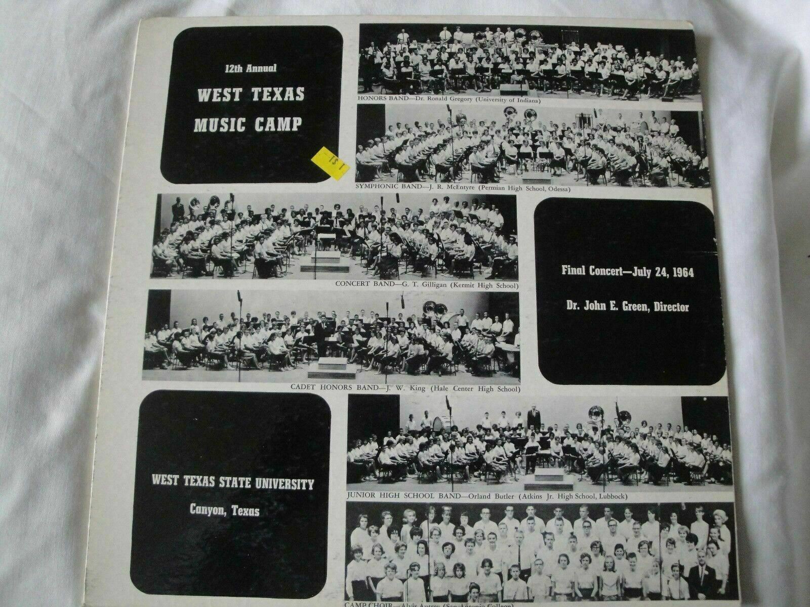 12th Annual West Texas Music Camp Final Concert 1964 Vinyl Lp Director Dr. John