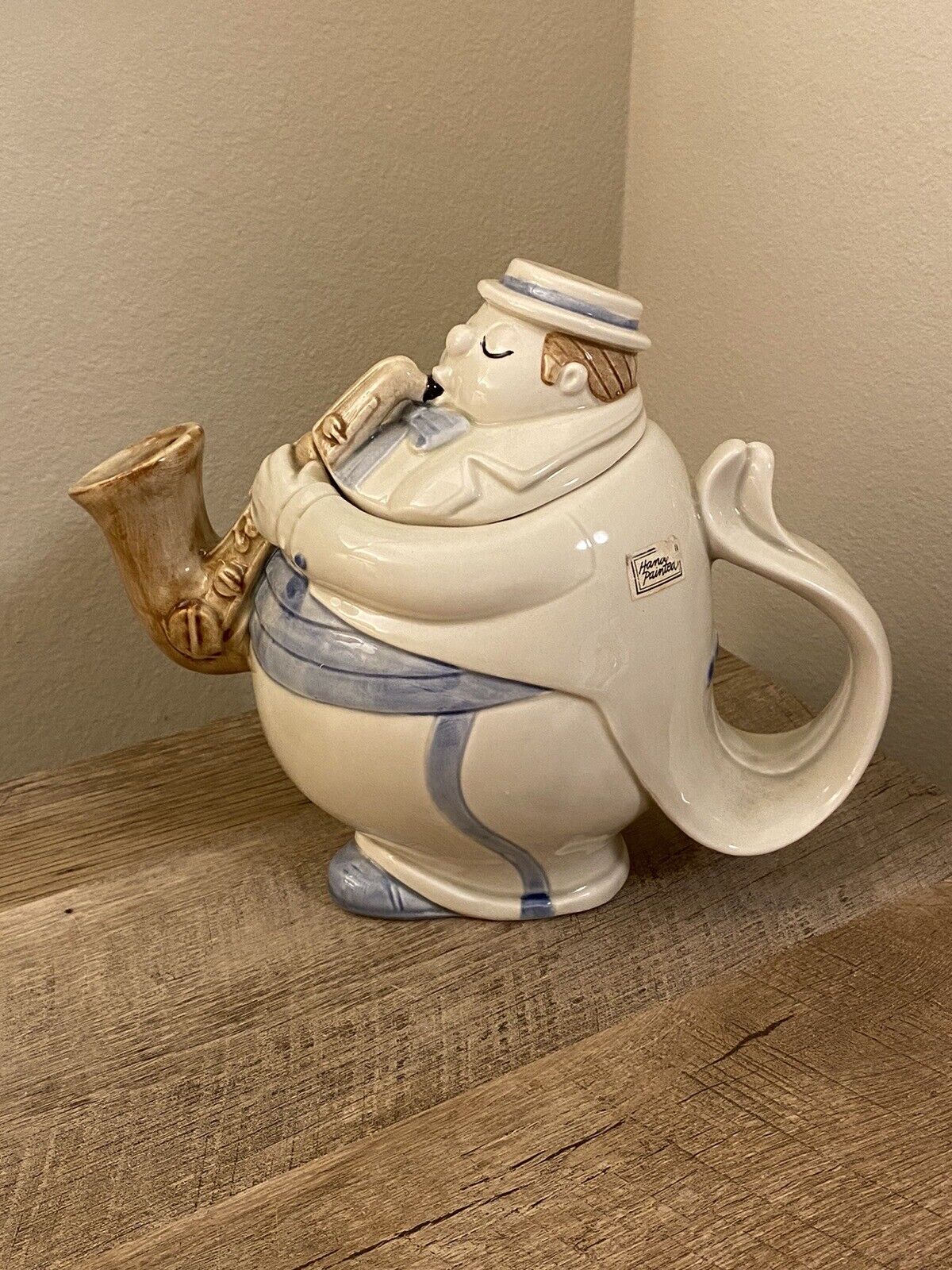 Vintage Fitz And Floyd Saxophone Player Teapot Music Kitchen Band 