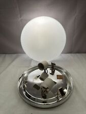Vintage Art Deco Round White  Ribbed Glass Drum Shade Ceiling Light Complete picture
