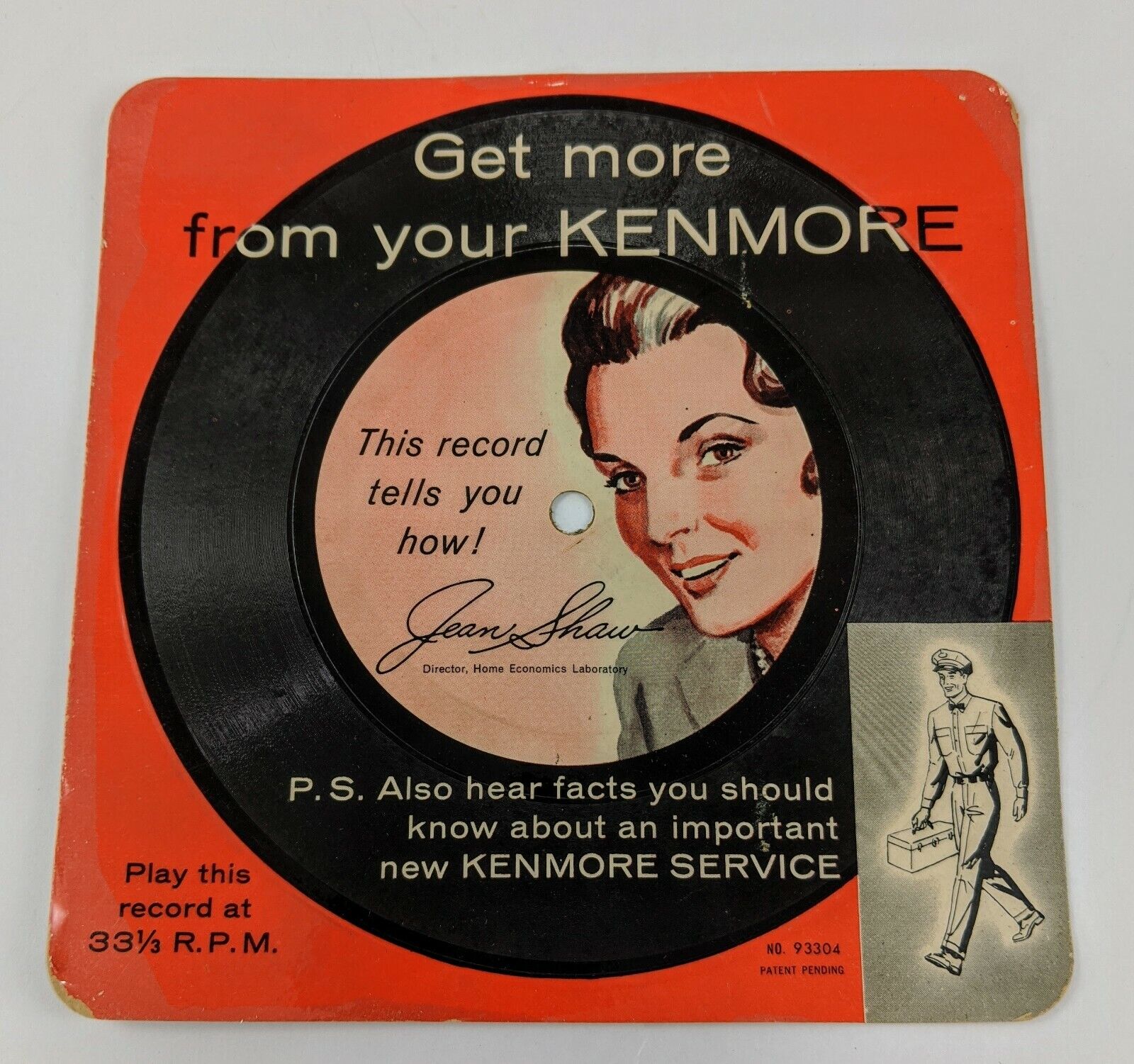 Vintage KENMORE Appliance Promo Advertising Working 33 Vinyl Record Jean Shaw 