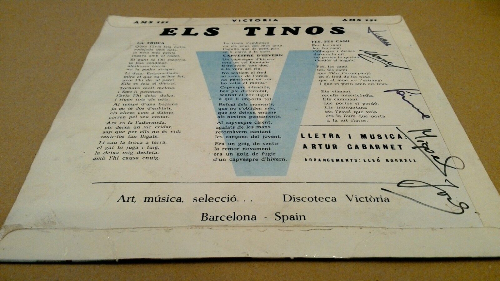 Els Tinos ‎- La Troca - Spain 1969 Victoria AMS 151 Signed Vinyl 7\