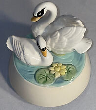 Vintage Music Box White Swans Otagiri “Love Is A Many Splendored Thing” Japan picture