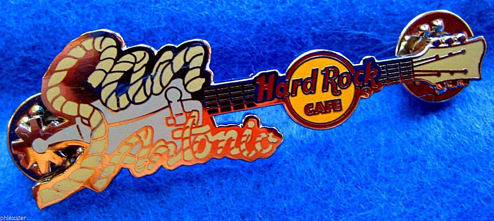 SAN ANTONIO TEXAS COWBOY RODEO SILVER SPUR LASSO ROPE GUITAR Hard Rock Cafe PIN