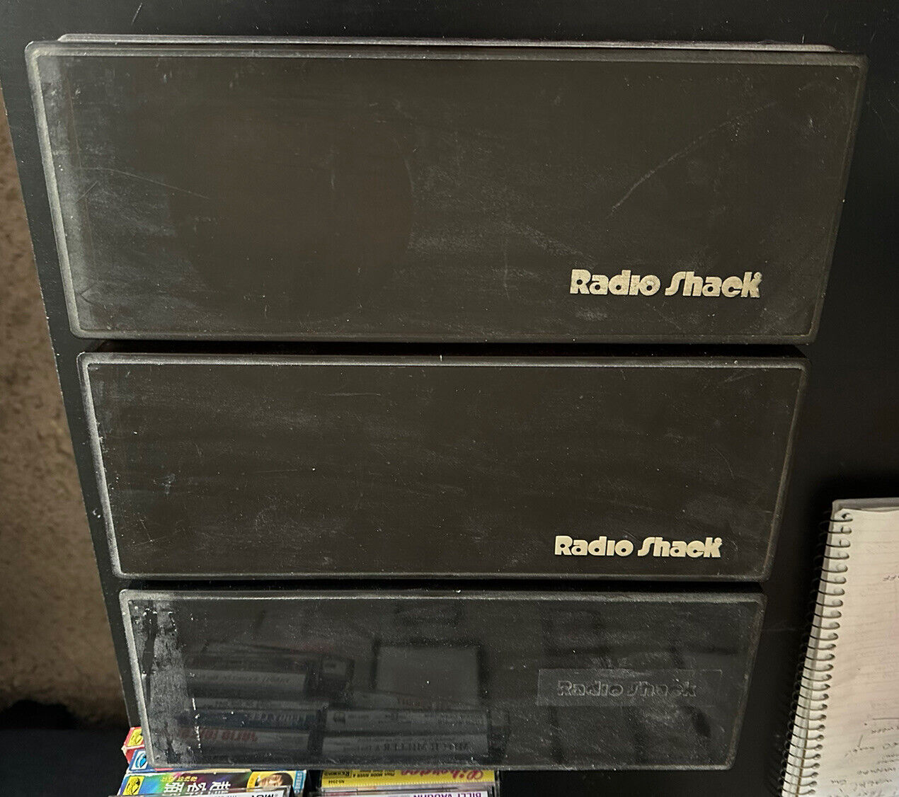 Three Vintage Radio Shack Plastic Cassette Holders Cases