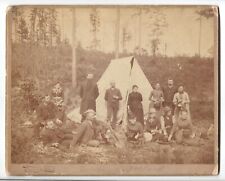 1890s camping party, tent, banjo, Ashland, Wisconsin; history, cabinet photo picture