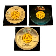 45 Vinyl Record Label Music Drink Coasters Lot Of 3 Collectible Vintage  picture