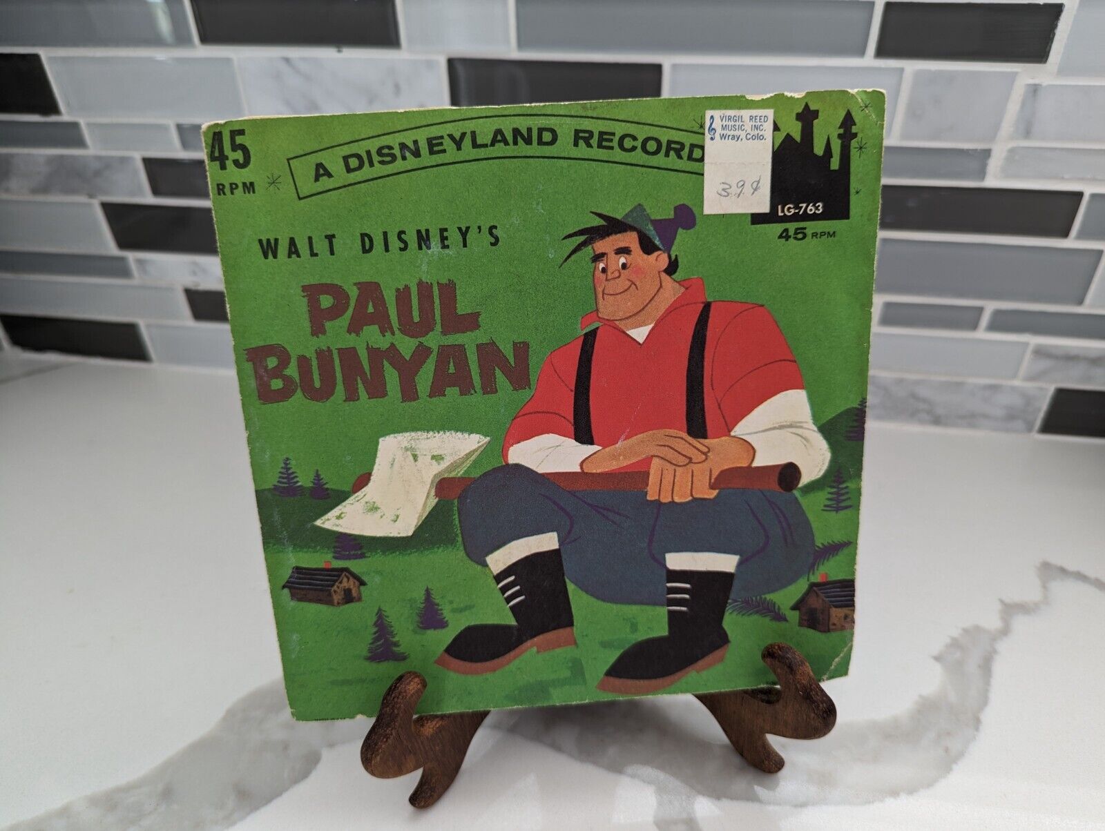 Rare Walt Disney’s Paul Bunyan 45 RPM Vinyl Record Disneyland Record LG-763