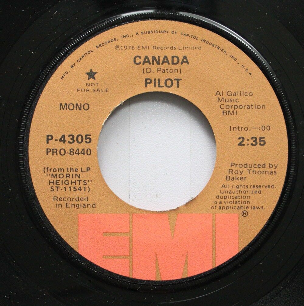 Rock 45 Pilot - Canada / Canada On Emi America Records