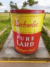 Rare MORHOEFER Muncie Indiana 50 Lb Lard Can Tin Bucket Drum Vintage Advertising picture