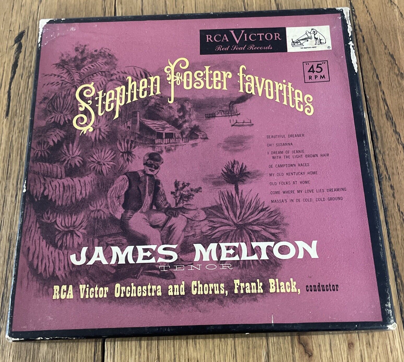 Stephen Foster Favorites James Melton Frank Black 4 45 record set red vinyl