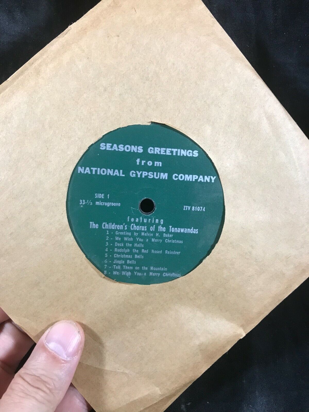 Vintage 33-1/3 Record Seasons Greeting National Gypsum Tonawanas Choir Christmas