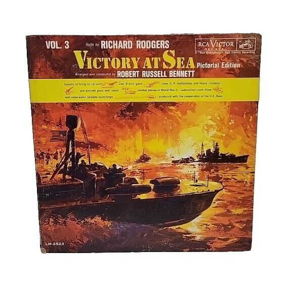 Vintage 1961 Richard Rodgers \'Victory At Sea\' Vol.3 Soundtrack Vinyl  LM-2523  