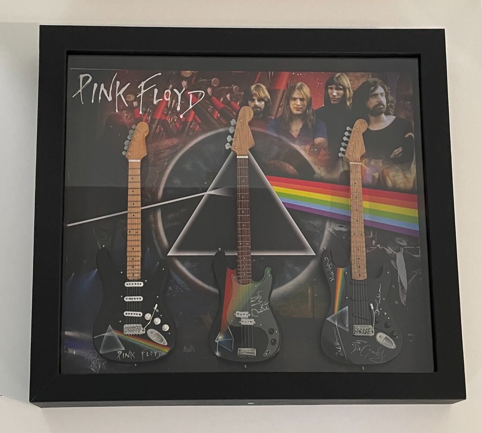 Pink Floyd Miniature Guitar Shadow Box Wall Frame Brand New