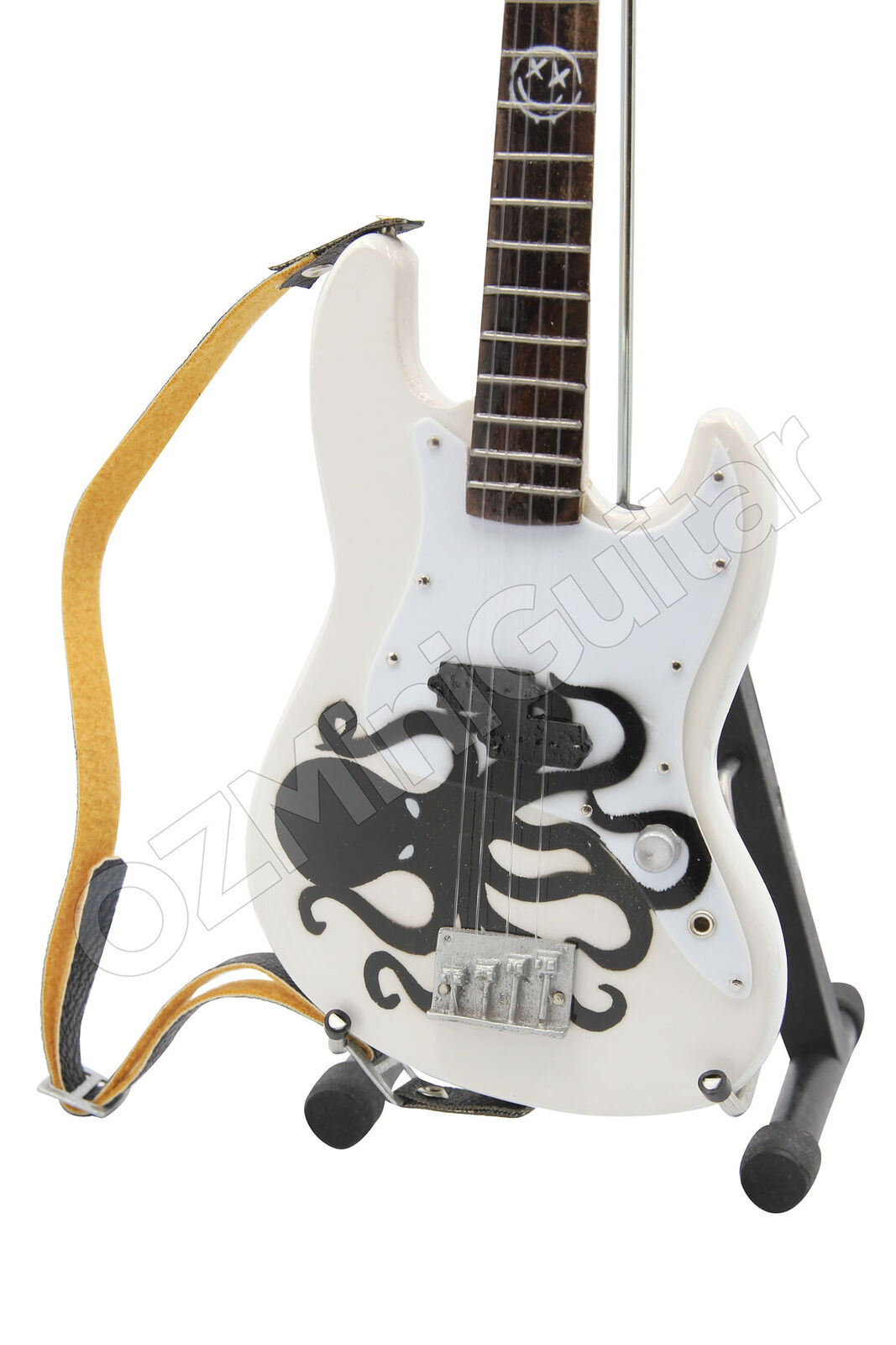 Miniature Bass Guitar Mark Hoppus Blink-182 White Octopus & Strap
