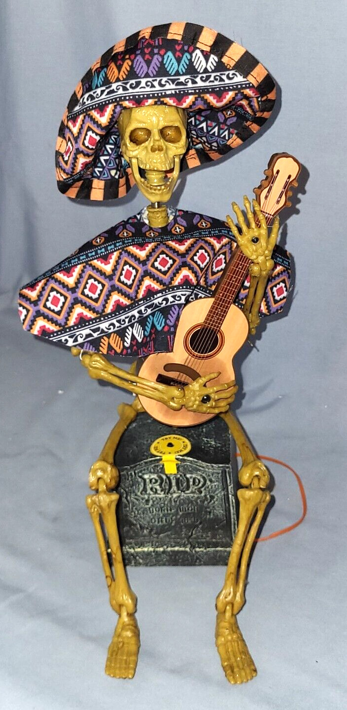 Animated Musical Mexican Skeleton w/Guitar Halloween Prop