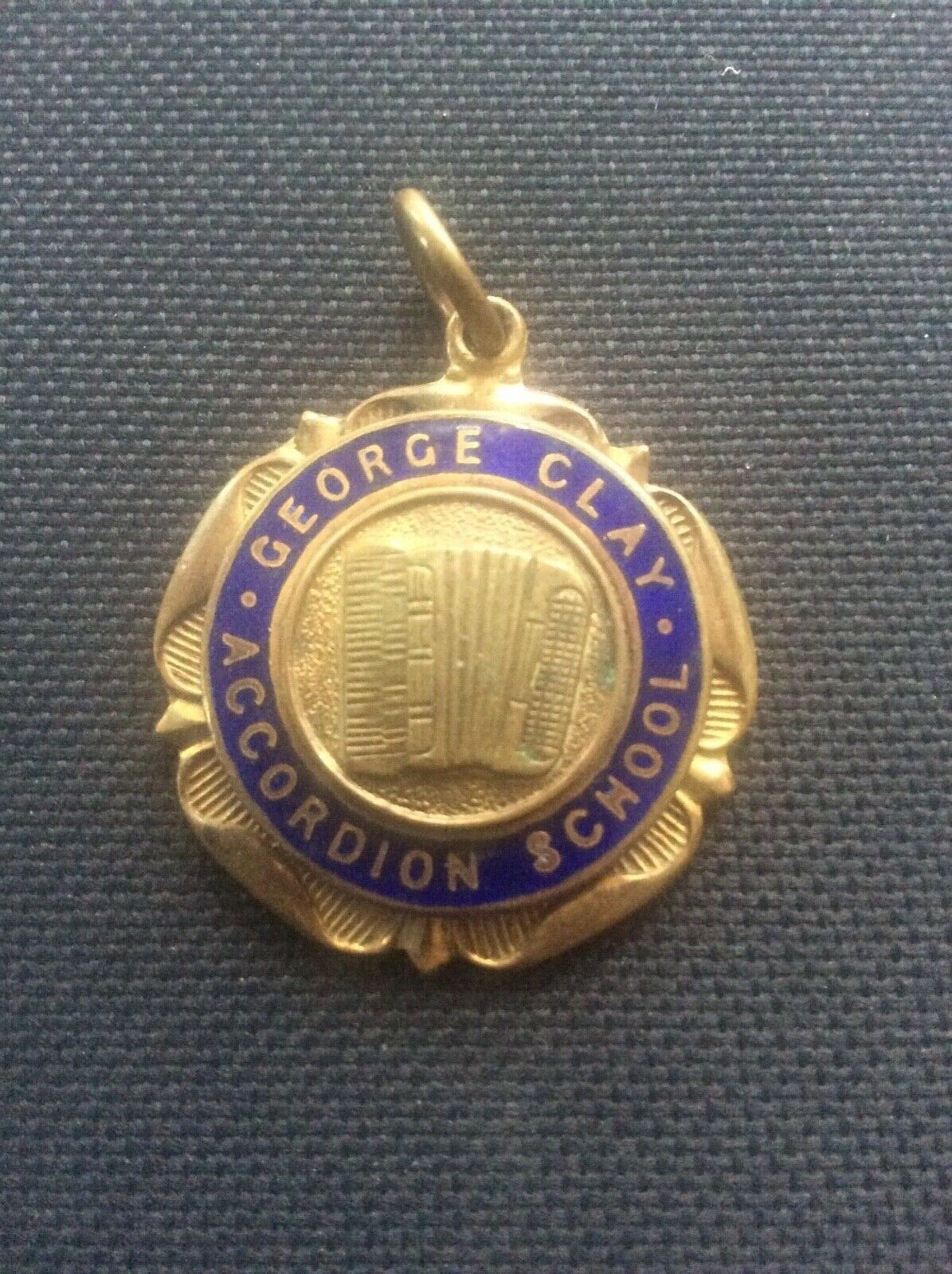 Vintage Enamel Medallion - George Clay Accordion School - Bimingham 1950/60s