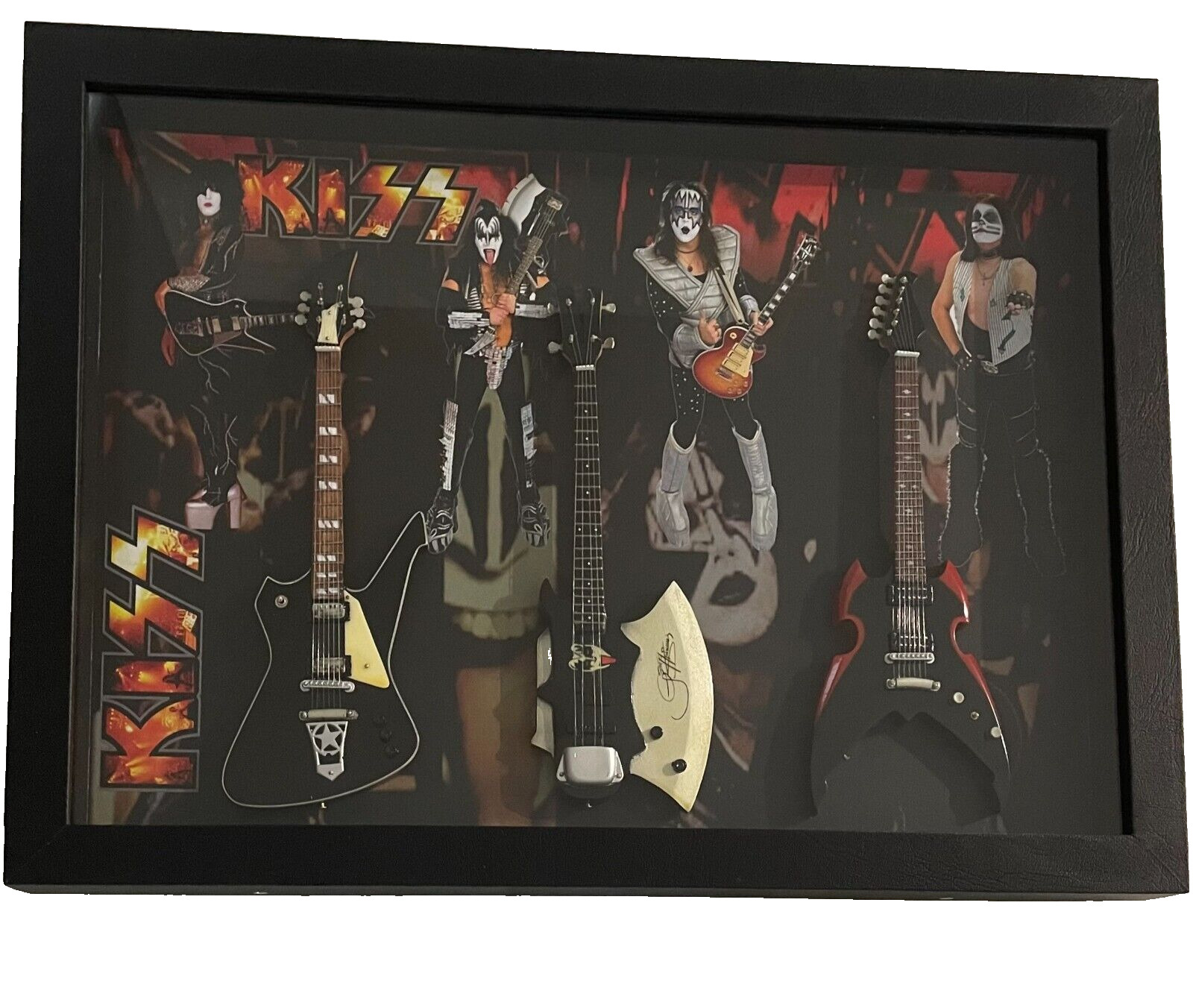 Kiss Miniature Guitar Shadow Box Wall Frame Brand New