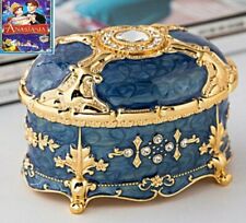 BLUE TIN ALLOY VINTAGE  MUSIC BOX :  ONCE UPON A DECEMBER  ( HAVE VIDEO ) picture