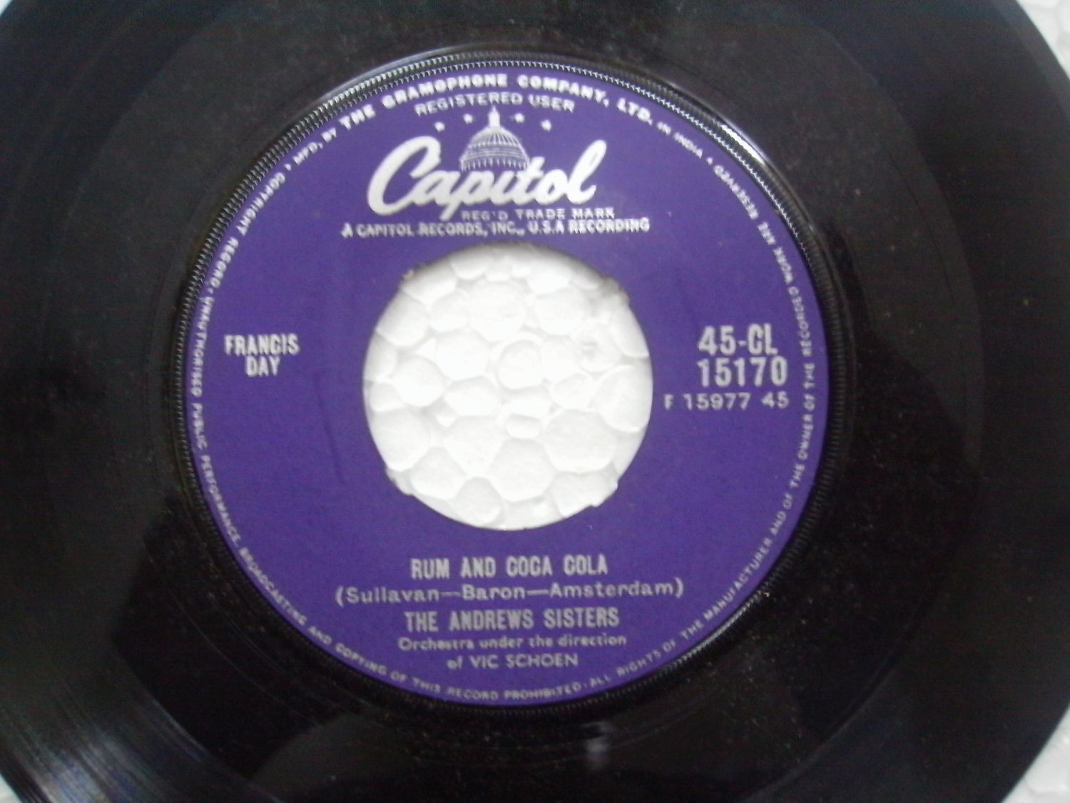 THE ANDREW SISTERS 45 CL 15170 RARE SINGLE 7\