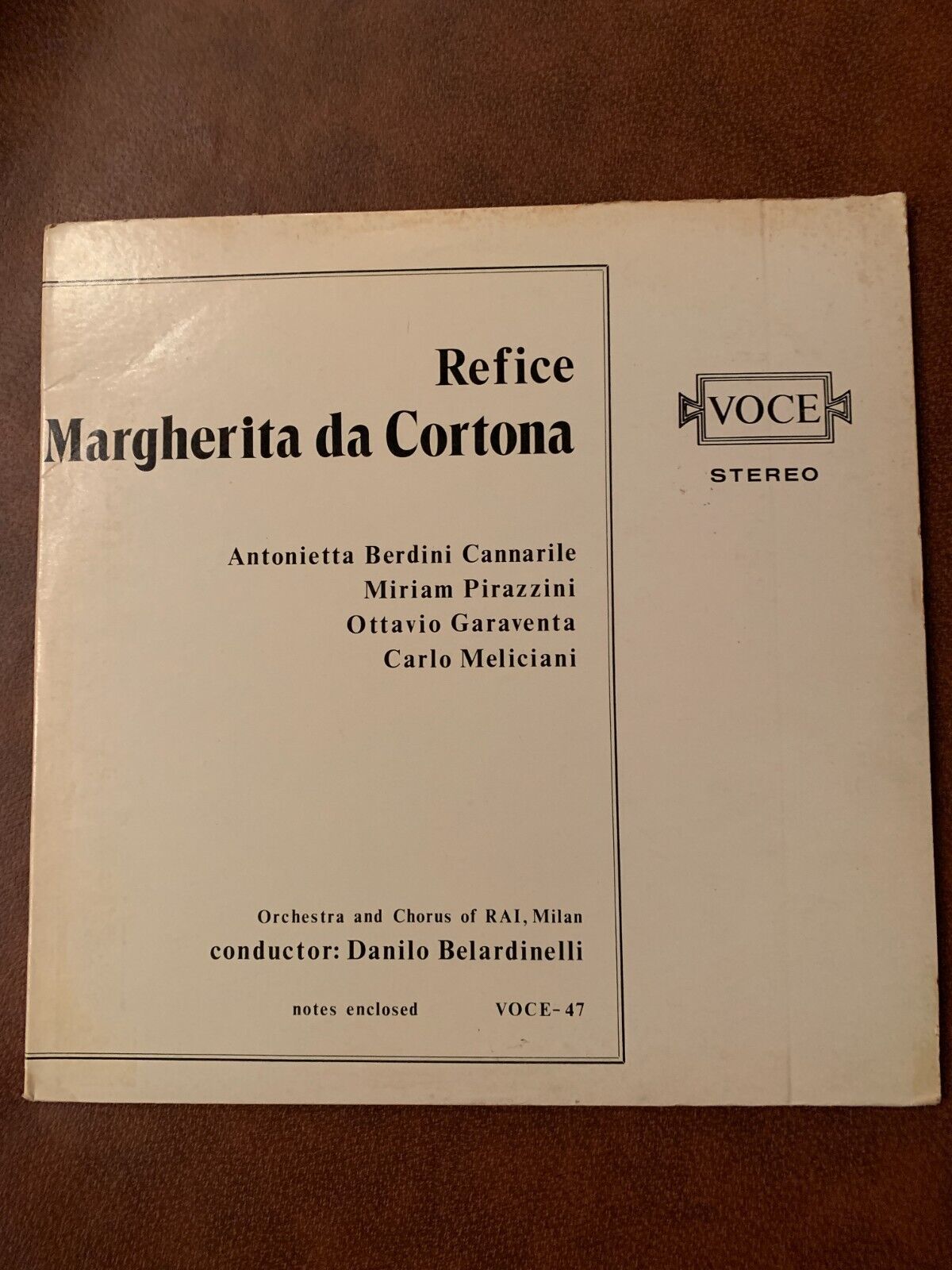 Refice- Margherita da Cortona VOCE-47 Vinyl 12'' Vintage