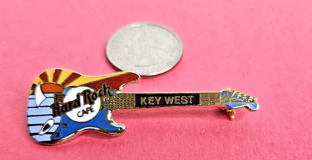 Hard Rock Cafe Button Pinback Guitar Lapel Pin Key West Vintage