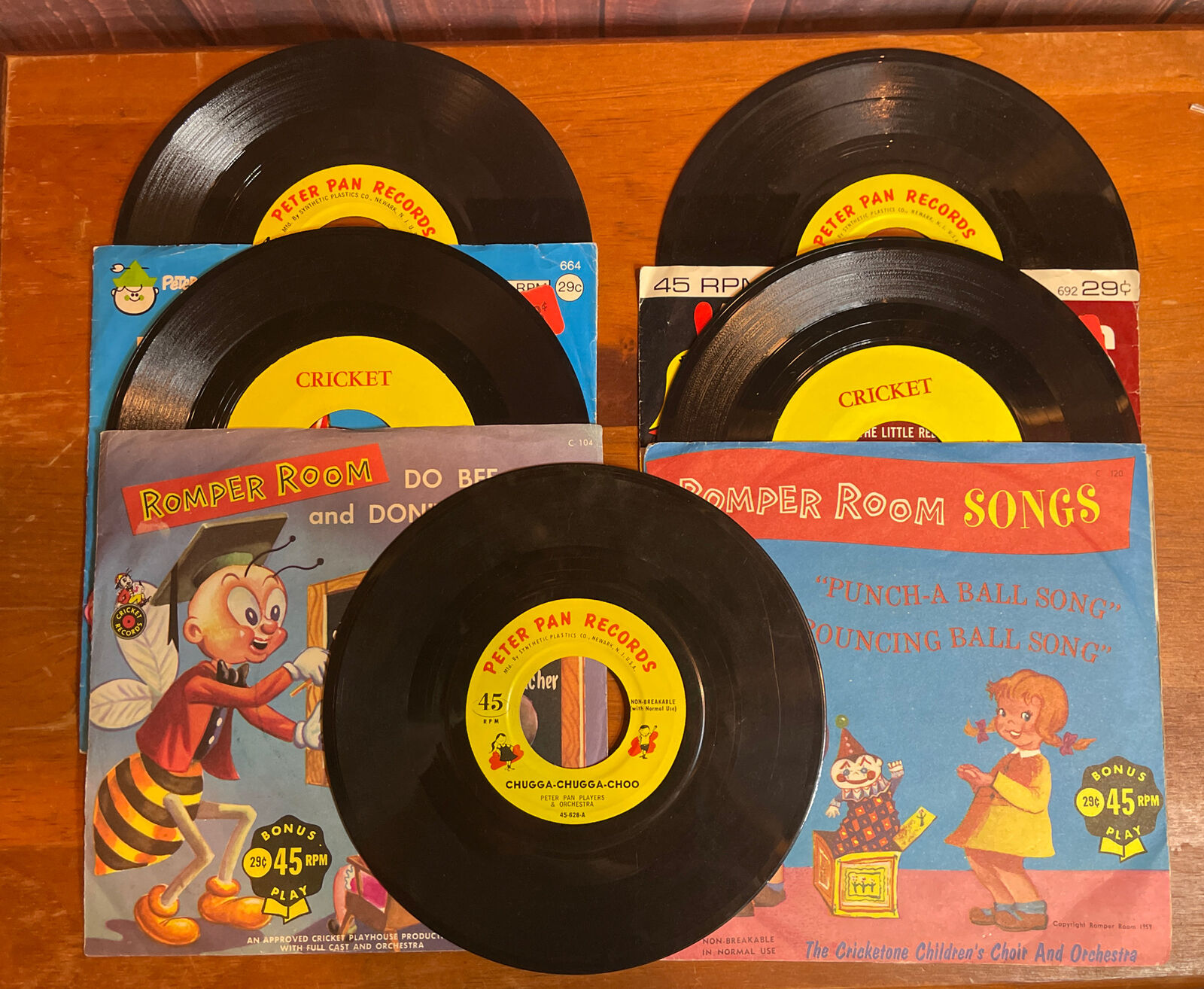 Vinyl Records 1950’s ROMPER ROOM / PETER PAN 45 78 RPM - LOT OF 5