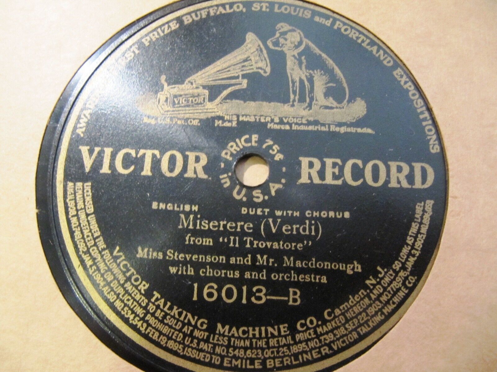 1908 Harry MacDonough Elsie STEVENSON Trovatore MISERERE Mendelsohn Victor 16013