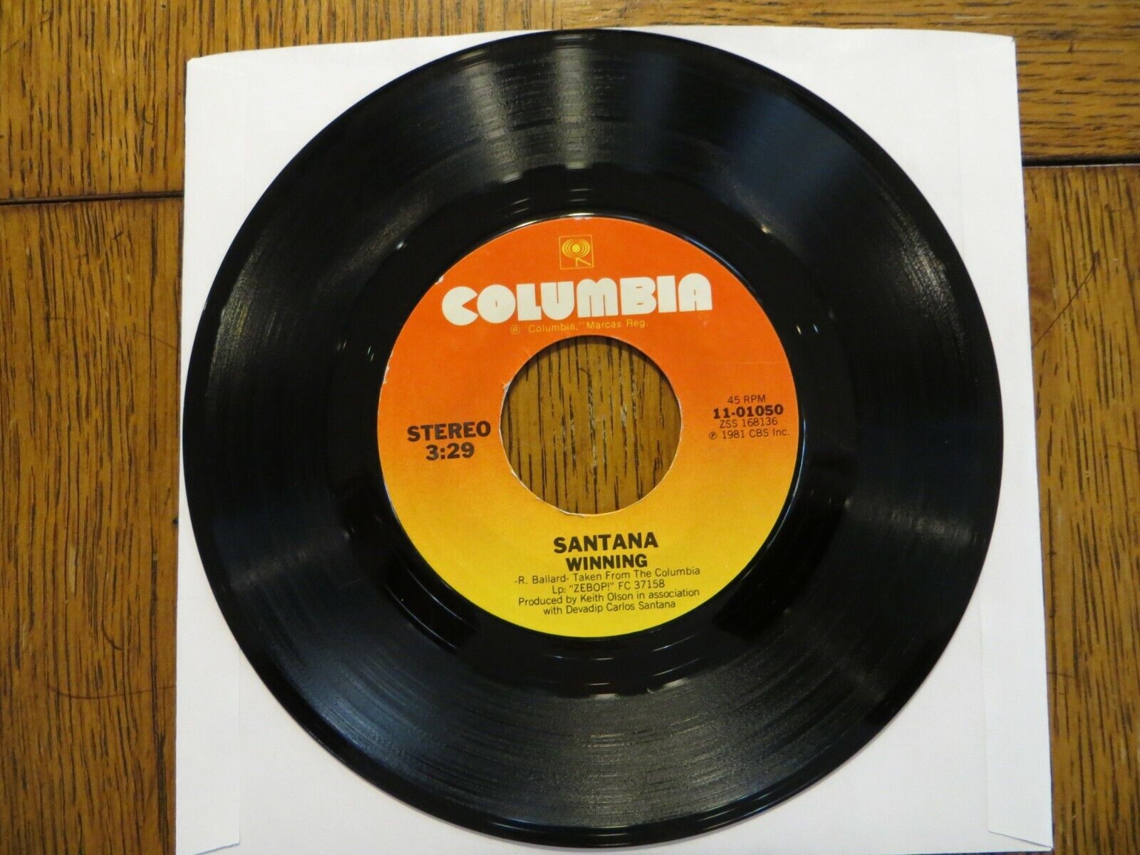 Santana – Winning / Brightest Star - 1981 - Columbia 11-01050 Single VG+/Generic