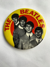 Vintage 1960s THE BEATLES pin yellow & red badge 2.25