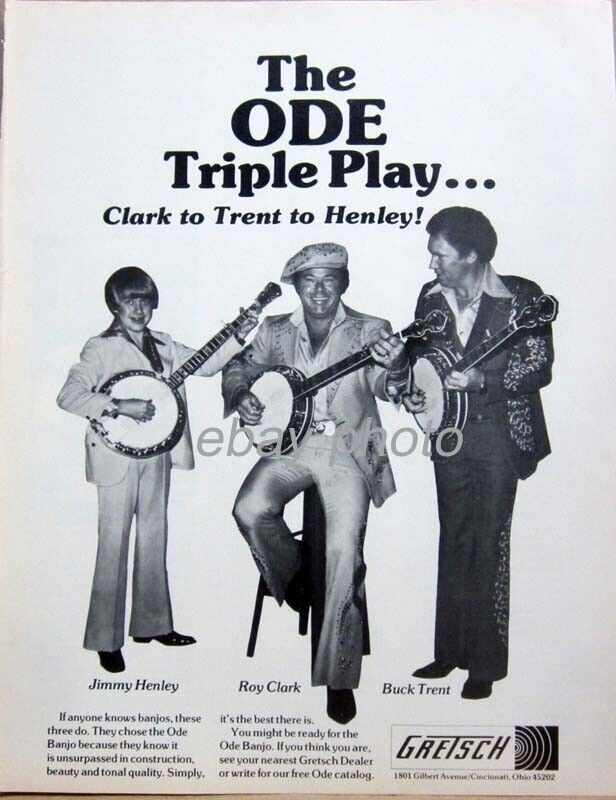 1979 ODE print ad -Gretsch ODE banjos - Jimmy Henley, Roy Clark, Buck Trent