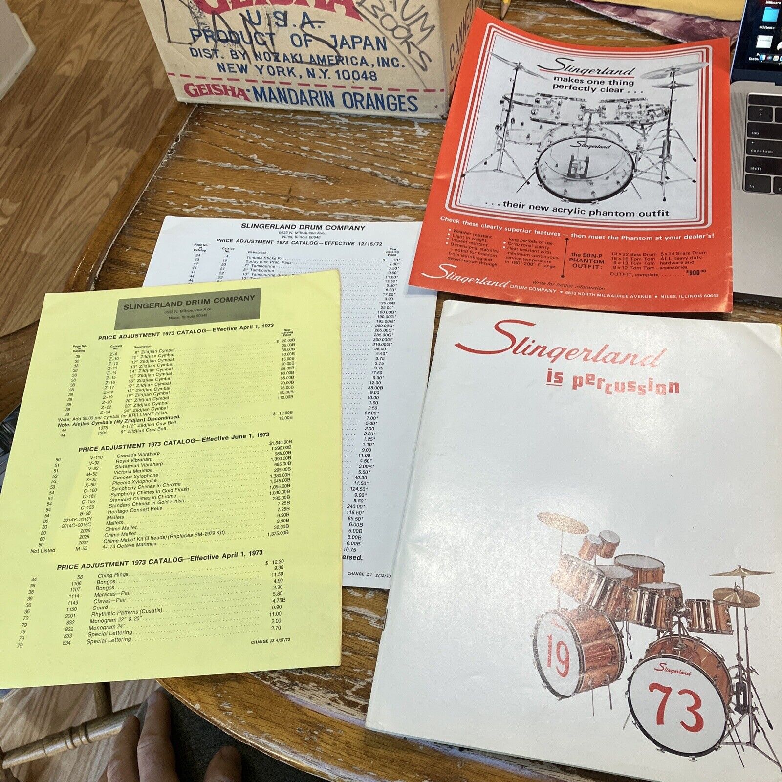 Slingerland Percussion 1973 Drum Catalog W Price Sheets & Insert